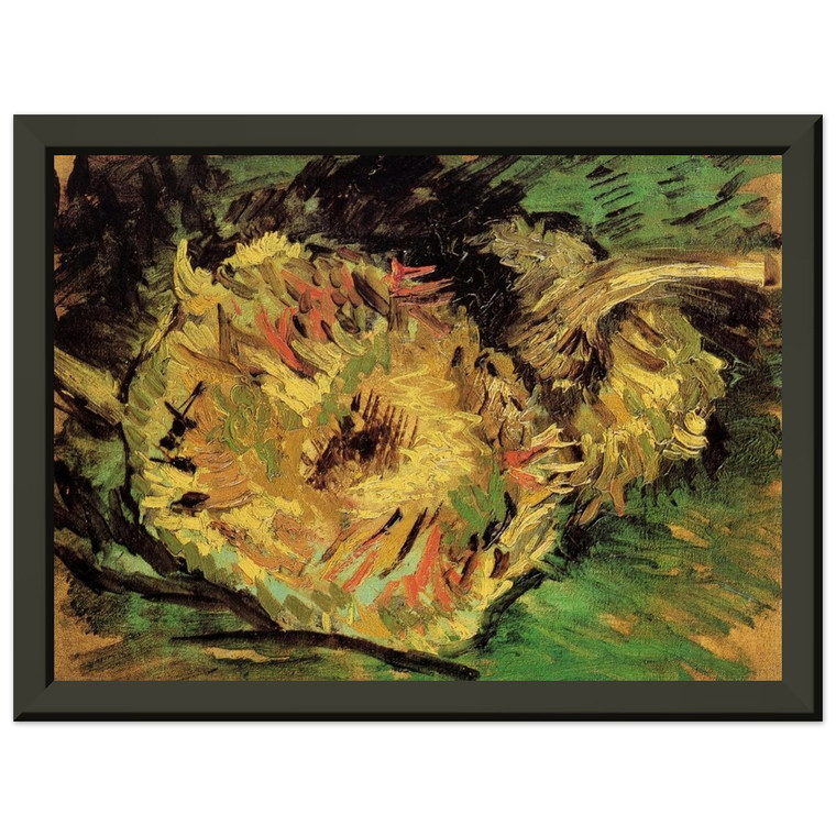 Vincent van Gogh  Two Cut Sunflowers Premium Metal Framed Art Print / Poster