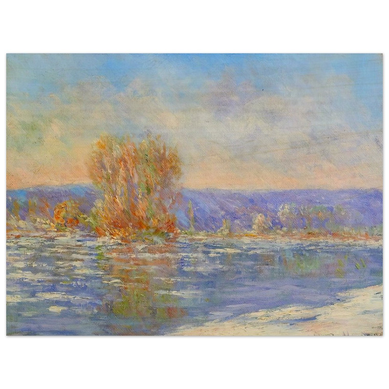 claude monet  Floating Ice near Bennecourt Wood Print