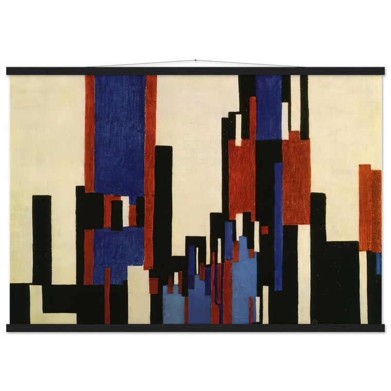 Frantisek Kupka Vertical Plains Blue and Red Matte Poster with Hanger