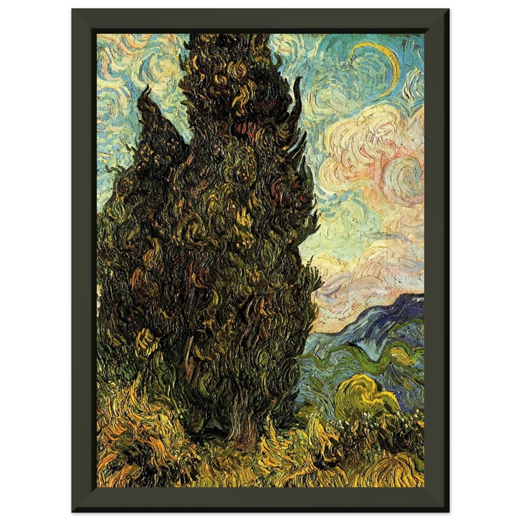 Vincent van Gogh  Two Cypresses Premium Metal Framed Art Print / Poster