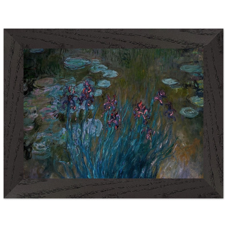 claude monet  Irises and WaterLilies Premium Wooden Framed Art Print / Poster