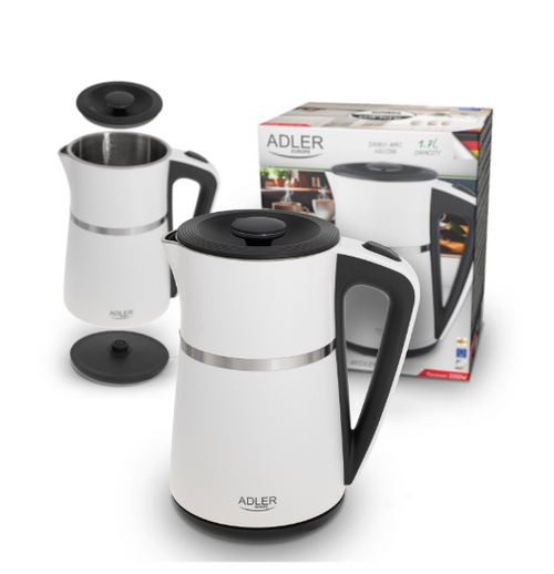 Электрический чайник Adler AD 1355 белого цвета, 1,7 л.