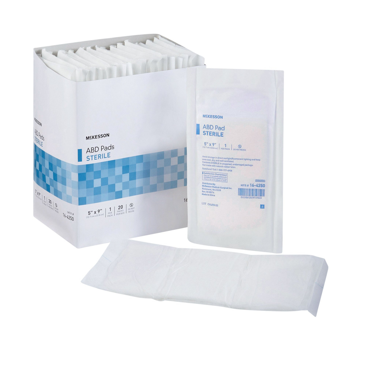 Abdominal Pad McKesson Nonwoven Cellulose 7-1/2 X 8 Inch Rectangle