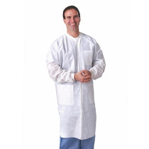 Multilayer Lab Coat with Knit Cuffs and Collar, White, Size L - NONSW500L Multilayer Lab Coat with Knit Cuffs and Collar, White, Size L - NONSW500L