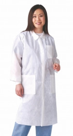 Multilayer Lab Coat with Knit Cuffs and Traditional Collar, White, Size L - NONCSW100L Multilayer Lab Coat with Knit Cuffs and Traditional Collar, White, Size L - NONCSW100L