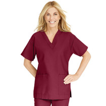 Medline ComfortEase Women's V-Neck Short-Sleeve 2-Pocket Tunic Scrub Top, Wine - 8800JWN Medline ComfortEase Women's V-Neck Short-Sleeve 2-Pocket Tunic Scrub Top, Wine - 8800JWN