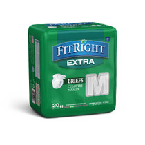 Medline FitRight Extra Cloth-Like Adult Incontinence Briefs, Size M, for Waist Size 32"-42" - 80 Each / Case - FITEXTRAMD Medline FitRight Extra Cloth-Like Adult Incontinence Briefs, Size M, for Waist Size 32"-42" - 80 Each / Case - FITEXTRAMD