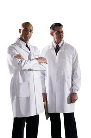 Medline Poplin 80% Polyester/20% Cotton Staff-Length Lab Coat, White - MDT12WHT Medline Poplin 80% Polyester/20% Cotton Staff-Length Lab Coat, White - MDT12WHT