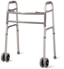 Medline Adult Bariatric Folding Walker, 2 Button, 500 lb. Capacity, Extra Wide, 5" Wheels - 1 Each - MDS86410XWW Medline Adult Bariatric Folding Walker, 2 Button, 500 lb. Capacity, Extra Wide, 5" Wheels - 1 Each - MDS86410XWW