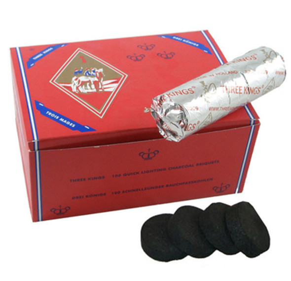 Three Kings Easy Light Hookah Charcoals 33mm (box of 10 rolls)