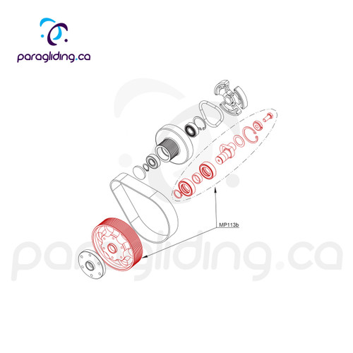 Pulley Ø 130mm 15 grooves assembled with eccentric, black - Vittorazi Moster 185 - M113c