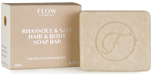 Flow Rhassoul & Salt Shampoo Bar for sensitiv hud og hodebunn, 120 gr