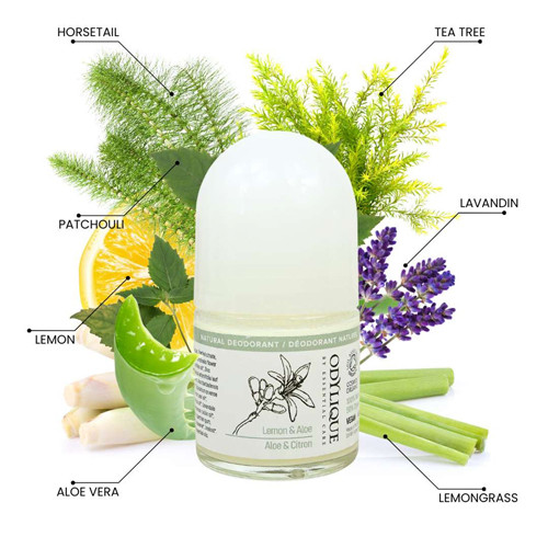 "Vegansk deodorant uten aluminium med økologisk kokosolje, sink og ringblomst for effektiv luktbeskyttelse"