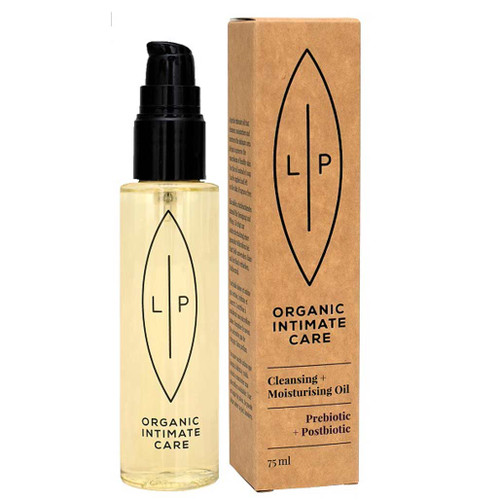 Lip Organic Intimate Care lager milde rengjøringsprodukter for vårt mest intime område, nemlig underlivet. Lip Cleansing Oil Prebiotic + Postbiotic er en mild intimolje som er fuktighetsgivende og næringsrik olje basert på økologiske planteoljer og -ekstrakter.