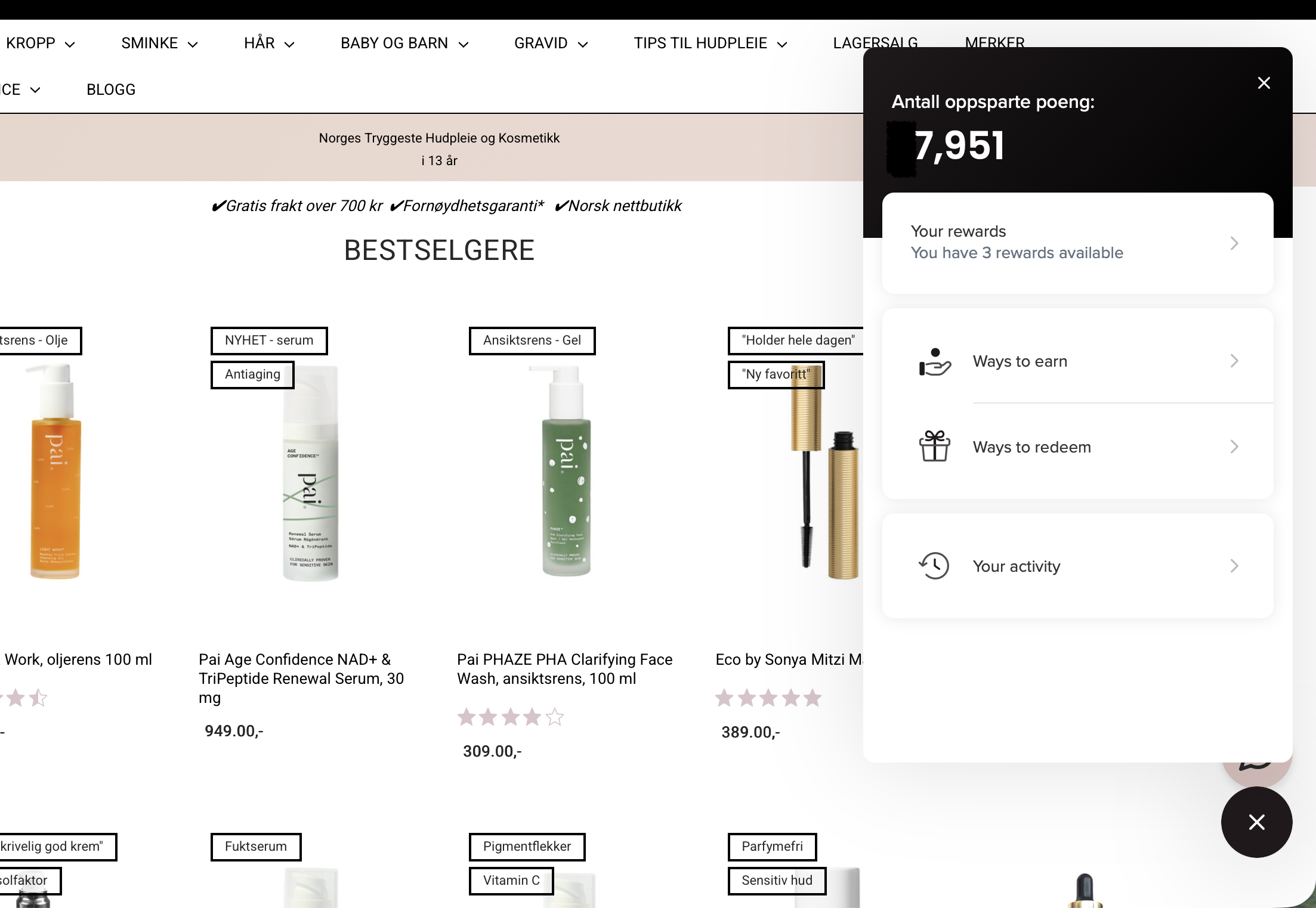 Skjermbilde av hvordan aktivere kupong