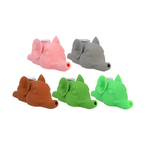 4" Lying Calf Elephant Silicone Waterpipe 3Pk Assorted Colors
