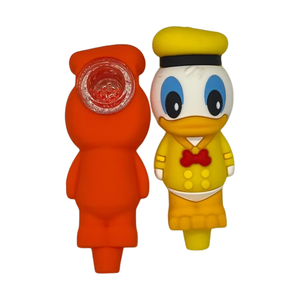 Donald Duck 4.5" Silicone Hand Pipe 3Pc/Pk Assorted Colors