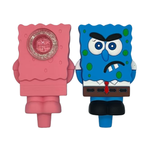 Spongebob 4.5" Silicone Hand Pipe 3Pc/Pk Assorted Colors