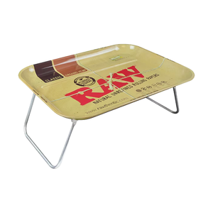 Raw Metal Rolling Dinner Tray Xxl With Legs 20X15 Inches
