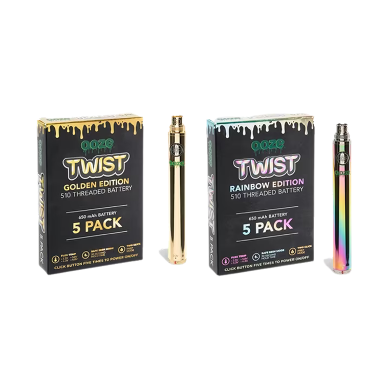 OOZE - TWIST- 510 THREAD BATTERY - GOLD/ RAINBOW EDITION - 650MAH - 5PK