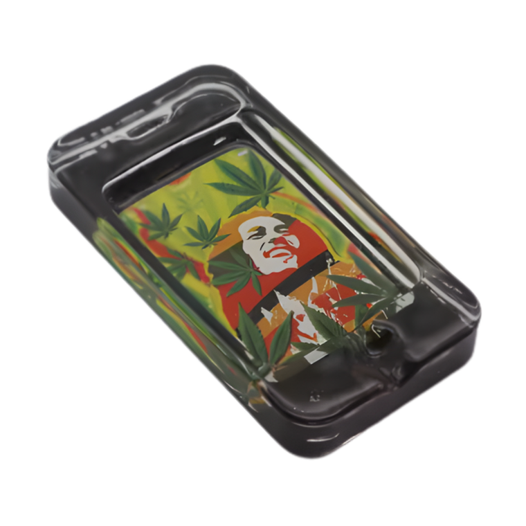 Glass Ashtray - Cell Phone Shapes - Rasta Designs - 12ct Display