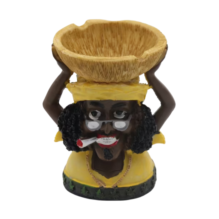 Hand Sculpted Ashtray - Rasta Man Yellow - 3214 a