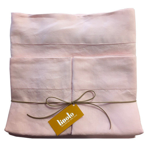 100% linen sheet set-Powder Pink Queen 14" Std Shams