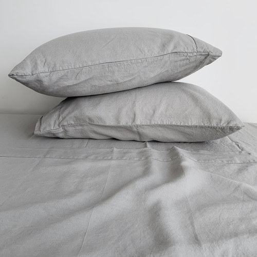 100% linen sheet set-Warm Gray Twin Two Flat Sheets Std Shams SPECIAL ORDER