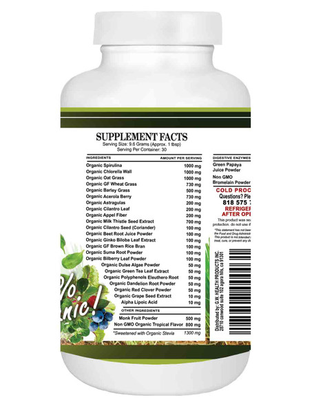 Dr. Tony's Radiant Greens Natural Ingredients