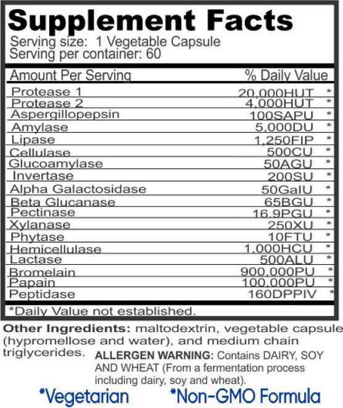 Regalabs Digestive Matrix 60 Vegetarian Capsules Ingredients