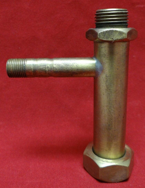 3-5/8" Long Reducing Pipe Connection 1/2" to 3/8" With 1/8" Side Connection