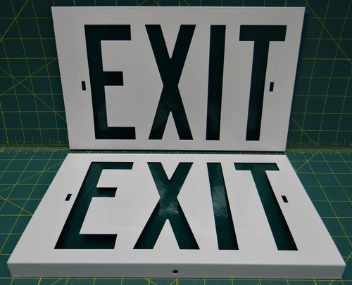 "Exit" Sign Sure-Lites Replacement Pieces White with Green Lettering 12" x 7.5"