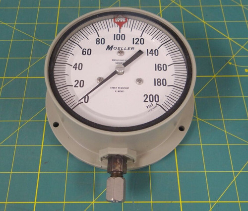 Moeller 200 PSI Pressure Gauge w/ Aluminum Case  4.5" Dial  1/4"-NPT Connection 