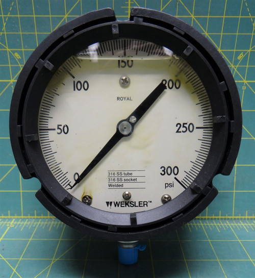 Weksler Royal 4 1/2" Pressure Gauge 0-300PSI, 1/4" NPT Bottom Connection