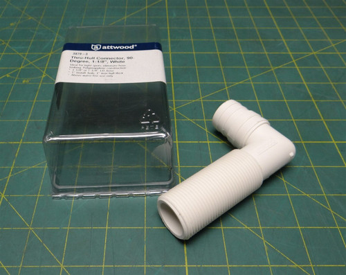 Attwood 3879-3 Thru-Hull Connector 90° for 1-1/8” & 1-1/4"ID Hose w/o Flanges