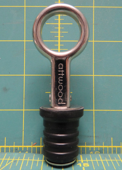 Attwood Snap-Handle Drain Plug for 1" Diameter Drains, Steel Handle, Rubber Plug