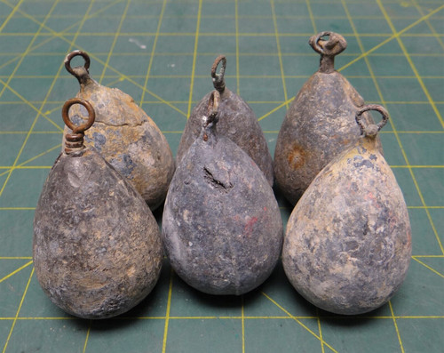 Lot of 6 20oz Solid Lead Pear Bass Casting Sinker Decoy Weight Salt & Freshwater
