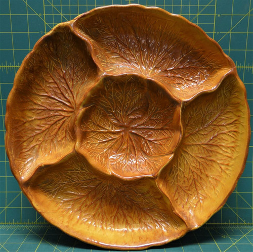 Vintage California Pottery Chip And Dip Bowl Orange Embossed Tree Roots Veins