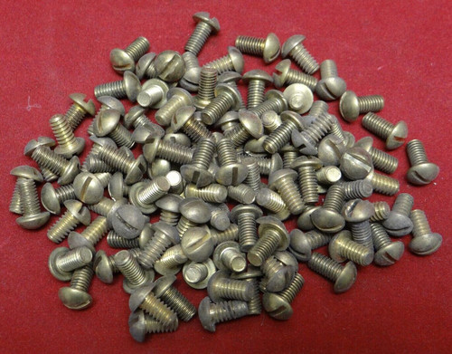 Brass Slotted Round Head Screws No.10, 3/8" Long, Mixed Thread Pitches Qty: 111