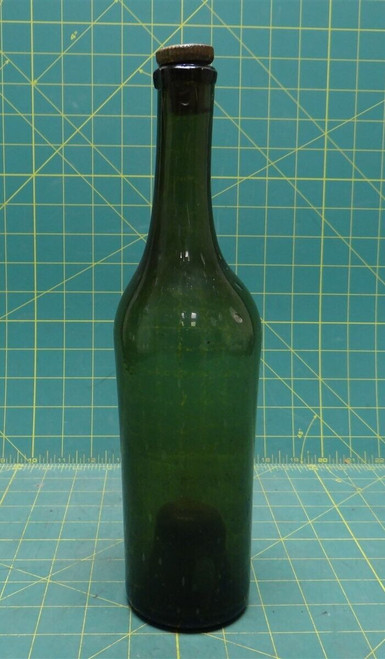 Vintage 11-1/2" Large Green Wine Bottle w/ Cork, New York