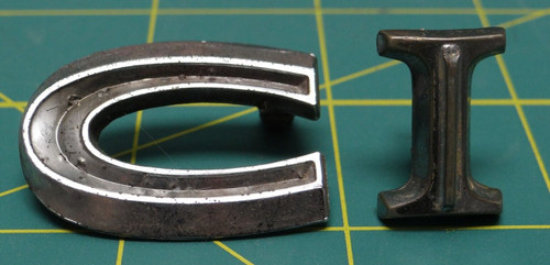 Classic Vintage Chrome Metal Letters "C" and "I" Emblem P/N 78552
