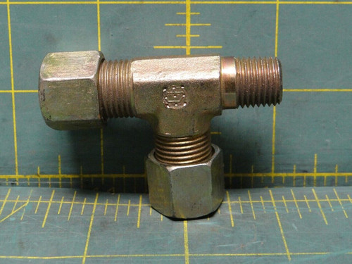 Parker Ermeto Brass 3/8" x 3/8" Compression Tube x 1/4" Male NPT Tee