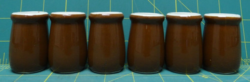 Lot of 6 Brown Hall Ceramics Candlestick Holders, Mini Flower Vases 2-1/4" Tall