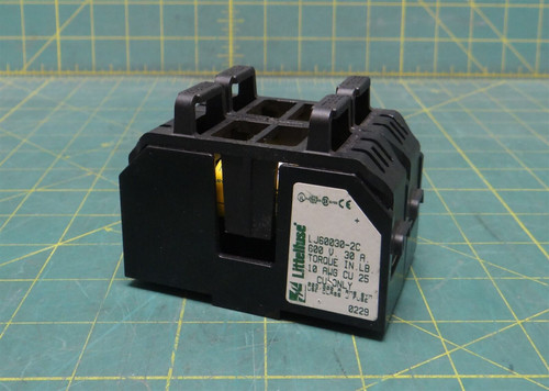 Littelfuse LJ60030-2C 600V 30 Amp Fuse Block w/ 2 Bussman LPJ-1-6/10SP Fuses