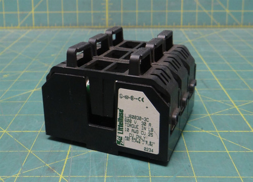 Littelfuse LJ60030-3C 600V 30 Amp Fuse Block w/ 3 Littelfuse JTD 6 Amp Fuses