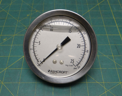 Ashcroft 35-1009AWL-02B-25KSC/350# Duralife Gauge 3.5" 0-350 PSI 0-25 kg/cm