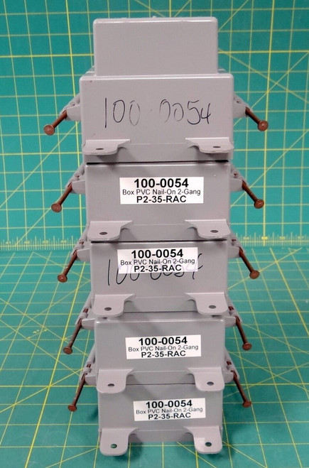 LOT OF 5 - Slater 100-0054 Box PVC Nail-On 2-Gang P2-35-RAC