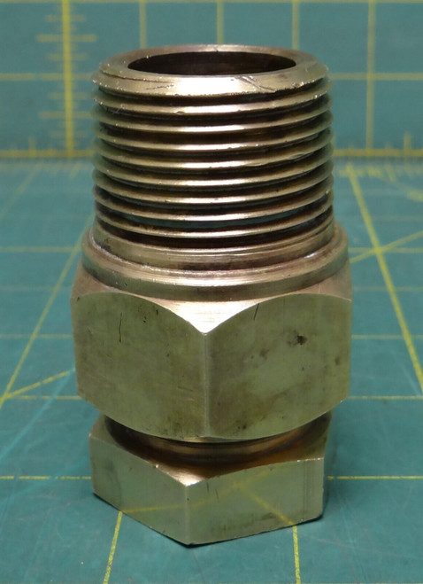 1" Tube OD x 3/4" MNPTF Male Adapter Brass Compression Fitting, 1-1/4" Hex Width