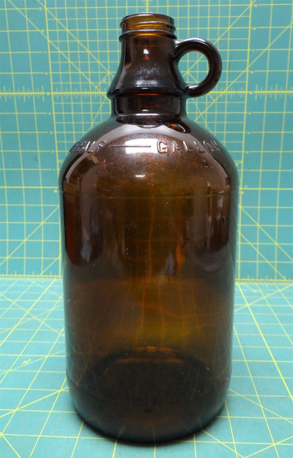 Vintage HA Clorox Bleach One Half Gallon Amber Glass Handle Bottle 11"H x 4.5"D