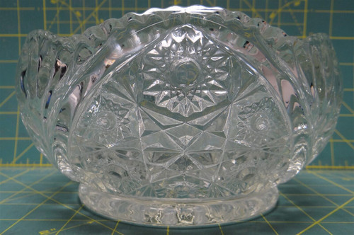 Vintage Smith Glass Co. Clear Glass Bowl Hobstar & Daisy Crystal Luster 7.25" D